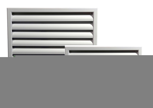 Алюминиевая наружная вентиляционная решетка с оцинкованными ламелями 900х900